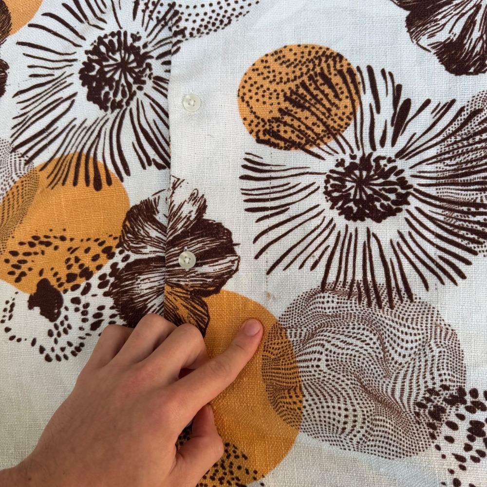 Malibu by Drill Clothing Co Mens 4X Abstract Floral Button Up Shirt Brown Ochre - Picture 4 of 8